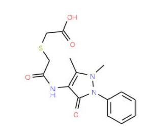 ({2-[(1,5-dimethyl-3-oxo-2-phenyl-2,3-dihydro-1H-pyrazol-4-yl)amino]-2-oxoethyl}thio)acetic acid - chemical structure image