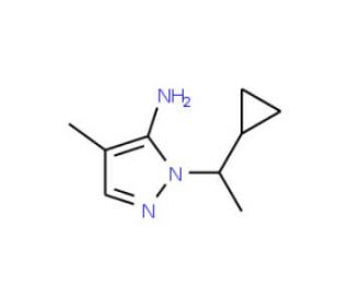 2-(1-Cyclopropyl-ethyl)-4-methyl-2H-pyrazol-3-ylamine (CAS 957514-22-6) - chemical structure image