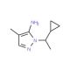 2-(1-Cyclopropyl-ethyl)-4-methyl-2H-pyrazol-3-ylamine (CAS 957514-22-6) - chemical structure image