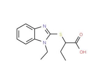 2-(1-Ethyl-1H-benzoimidazol-2-ylsulfanyl)-butyric acid (CAS 436088-88-9) - chemical structure image