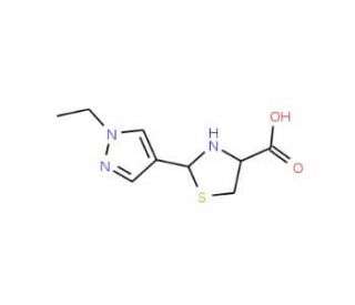 2-(1-Ethyl-1H-pyrazol-4-yl)-1,3-thiazolidine-4-carboxylic acid - chemical structure image