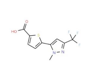 2-[1-Methyl-3-(trifluoromethyl)pyrazol-5-yl]thiophene-5-carboxylic acid (CAS 175202-29-6) - chemical structure image