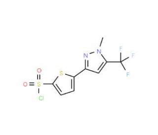 2-[1-Methyl-5-(trifluoromethyl)-1H-pyrazol-3-yl]thiophene-5-sulphonyl chloride (CAS 166964-31-4) - chemical structure image