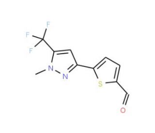 2-[1-Methyl-5-(trifluoromethyl)pyrazol-3-yl]thiophene-5-carboxaldehyde (CAS 175202-93-4) - chemical structure image