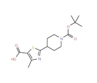 2-[1-(tert-Butoxycarbonyl)piperidin-4-yl]-4-methyl-1,3-thiazole-5-carboxylic acid (CAS 216955-61-2) - chemical structure imag