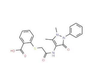 2-({2-[(1,5-dimethyl-3-oxo-2-phenyl-2,3-dihydro-1H-pyrazol-4-yl)amino]-2-oxoethyl}thio)benzoic acid - chemical structure imag