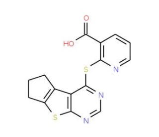 2-(2,3-Dihydro-1H-8-thia-5,7-diaza-cyclopenta[a]inden-4-ylsulfanyl)-nicotinic acid - chemical structure image