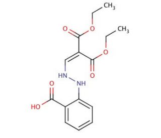 2-{2-[3-ethoxy-2-(ethoxycarbonyl)-3-oxoprop-1-enyl]hydrazino}benzoic acid - chemical structure image