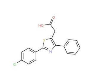 2-[2-(4-Chlorophenyl)-4-phenyl-1,3-thiazol-5-yl]acetic acid (CAS 23821-72-9) - chemical structure image