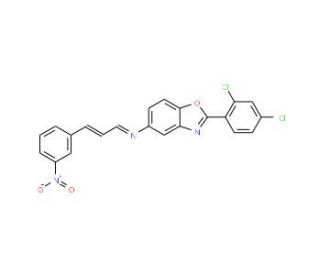 [2-(2,4-Dichloro-phenyl)-benzooxazol-5-yl]-[3-(3-nitro-phenyl)-allylidene]-amine - chemical structure image