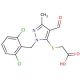 [2-(2,6-Dichloro-benzyl)-4-formyl-5-methyl-2H-pyrazol-3-ylsulfanyl]-acetic acid - chemical structure image
