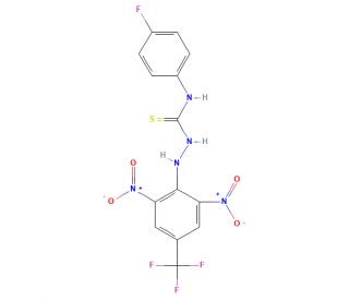 2-[2,6-Dinitro-4-(trifluoromethyl)phenyl]-N-(4-fluorophenyl)hydrazinecarbothioamide (CAS 454453-49-7) - chemical structure im