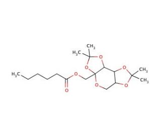 (2,2,7,7-tetramethyltetrahydro-3aH-bis[1,3]dioxolo[4,5-b:4&prime;,5&prime;-d]pyran-3a-yl)methyl hexanoate - chemical structure image