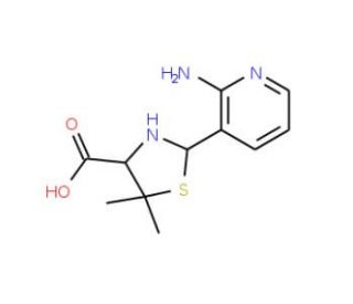 2-(2-Aminopyridin-3-yl)-5,5-dimethyl-1,3-thiazolidine-4-carboxylic acid - chemical structure image