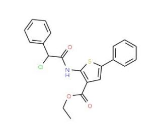 2-(2-Chloro-2-phenyl-acetylamino)-5-phenyl-thiophene-3-carboxylic acid ethyl ester - chemical structure image