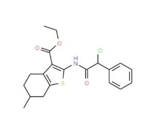 2-(2-Chloro-2-phenyl-acetylamino)-6-methyl-4,5,6,7-tetrahydro-benzo[b]thiophene-3-carboxylic acid ethyl ester - chemical stru