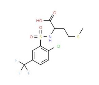 2-({[2-chloro-5-(trifluoromethyl)phenyl]sulfonyl}amino)-4-(methylthio)butanoic acid - chemical structure image