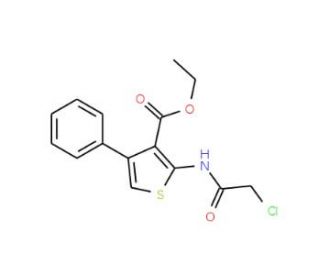 2-(2-Chloro-acetylamino)-4-phenyl-thiophene-3-carboxylic acid ethyl ester (CAS 77261-21-3) - chemical structure image