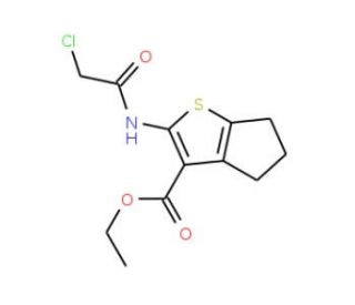 2-(2-Chloro-acetylamino)-5,6-dihydro-4H-cyclopenta[b]thiophene-3-carboxylic acid ethyl ester (CAS 203385-15-3) - chemical str