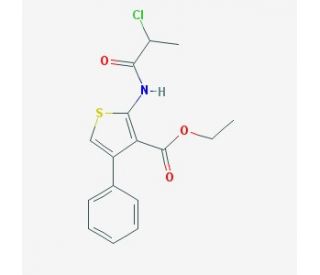 2-(2-Chloro-propionylamino)-4-phenyl-thiophene-3-carboxylic acid ethyl ester - chemical structure image