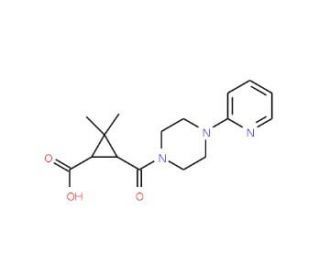 2,2-Dimethyl-3-[(4-pyridin-2-ylpiperazin-1-yl)-carbonyl]cyclopropanecarboxylic acid - chemical structure image