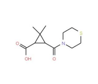 2,2-Dimethyl-3-(thiomorpholin-4-ylcarbonyl)-cyclopropanecarboxylic acid - chemical structure image
