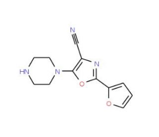 2-(2-furyl)-5-piperazin-1-yl-1,3-oxazole-4-carbonitrile - chemical structure image