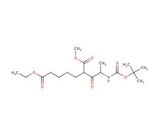 2-[2-(N-Boc-amino)propionyl]heptanedioic Acid 7-Ethyl Ester 1-Methyl Ester (CAS 1076199-19-3) - chemical structure image