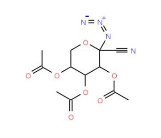 2,3,4-Tri-O-acetyl-1-azido-1-deoxy-b-D-arabinopyranosyl cyanide (CAS 168567-91-7) - chemical structure image