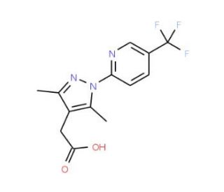 2-{3,5-dimethyl-1-[5-(trifluoromethyl)pyridin-2-yl]-1H-pyrazol-4-yl}acetic acid - chemical structure image