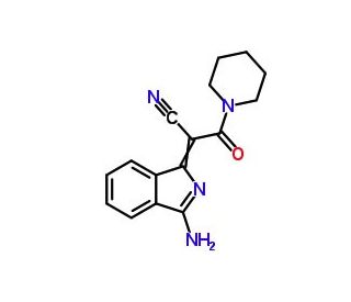 2-(3-amino-1H-isoindol-1-ylidene)-3-oxo-3-piperidin-1-ylpropanenitrile - chemical structure image
