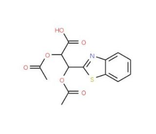 2,3-bis(acetyloxy)-3-(1,3-benzothiazol-2-yl)propanoic acid (CAS 97338-86-8) - chemical structure image