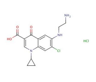 2-(3-carboxy-7-chloro-1-cyclopropyl-4-oxo-1,4-dihydroquinolin-6-ylamino)ethanaminium chloride - chemical structure image