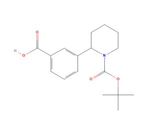 2-(3-Carboxyphenyl)-1-piperidinecarboxylic Acid 1-(1,1-Dimethylethyl) Ester (CAS 908334-24-7) - chemical structure image