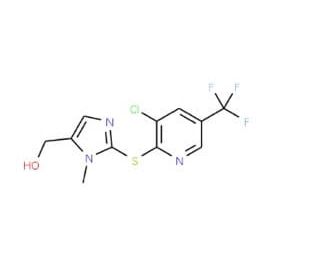 (2-{[3-Chloro-5-(trifluoromethyl)-2-pyridinyl]-sulfanyl}-1-methyl-1H-imidazol-5-yl)methanol - chemical structure image