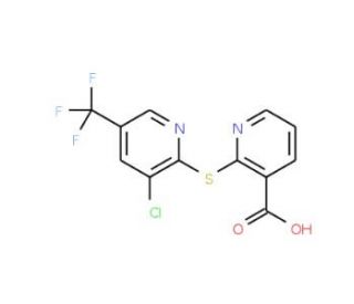 2-{[3-Chloro-5-(trifluoromethyl)-2-pyridinyl]-sulfanyl}nicotinic acid (CAS 303149-99-7) - chemical structure image