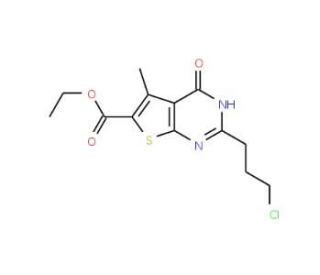 2-(3-Chloro-propyl)-5-methyl-4-oxo-3,4-dihydro-thieno[2,3-d]pyrimidine-6-carboxylic acid ethyl ester - chemical structure ima