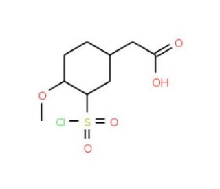 2-[3-(chlorosulfonyl)-4-methoxyphenyl]acetic acid (CAS 104967-35-3) - chemical structure image