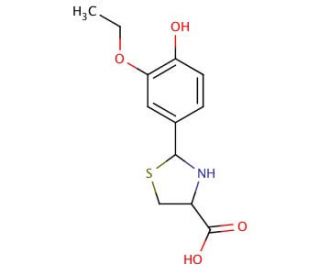 2-(3-ethoxy-4-hydroxyphenyl)-1,3-thiazolidine-4-carboxylic acid - chemical structure image