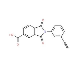 2-(3-Ethynyl-phenyl)-1,3-dioxo-2,3-dihydro-1H-isoindole-5-carboxylic acid (CAS 294667-03-1) - chemical structure image