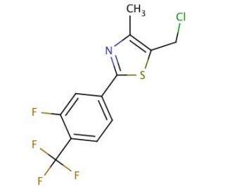 2-[3-Fluoro-4-(trifluoromethyl)phenyl]-4-methyl-5-chloromethyl Thiazole (CAS 317319-33-8) - chemical structure image