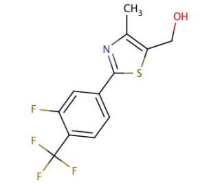 2-[3-Fluoro-4-(trifluoromethyl)phenyl]-4-methyl-5-hydroxymethyl Thiazole (CAS 317319-27-0) - chemical structure image