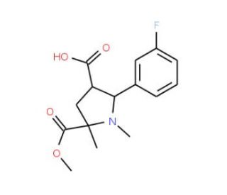 2-(3-Fluorophenyl)-5-(methoxycarbonyl)-1,5-dimethyl-3-pyrrolidinecarboxylic acid - chemical structure image