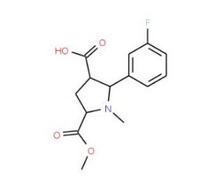 2-(3-Fluorophenyl)-5-(methoxycarbonyl)-1-methyl-3-pyrrolidinecarboxylic acid - chemical structure image