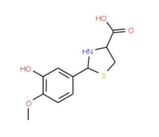 2-(3-Hydroxy-4-methoxy-phenyl)-thiazolidine-4-carboxylic acid - chemical structure image