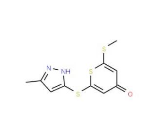 2-(3-Methyl-1H-pyrazol-5-ylthio)-6-methylthio-4H-thiopyran-4-one - chemical structure image