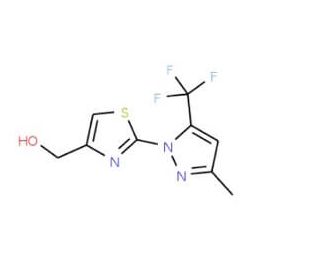 {2-[3-Methyl-5-(trifluoromethyl)-1H-pyrazol-1-yl]-1,3-thiazol-4-yl}methanol - chemical structure image