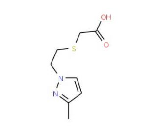[2-(3-Methyl-pyrazol-1-yl)-ethylsulfanyl]-acetic acid (CAS 436088-31-2) - chemical structure image