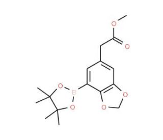 2,3-Methylenedioxo-5-(methoxycarbonyl)methylphenylboronic acid, pinacol ester (CAS 1150271-68-3) - chemical structure image
