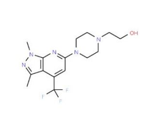 2-{4-[1,3-Dimethyl-4-(trifluoromethyl)-1H-pyrazolo[3,4-b]pyridin-6-yl]piperazino}-1-ethanol - chemical structure image